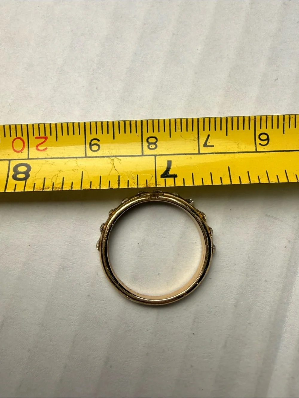 Yellow Gold tone Cubic Zirconia Band Ring with Round White Stones Size 8?